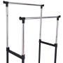 FDInspiration Functional Rolling Adjustable Clothes Garment Rack Double Rod Hanger Organizer w/ 2 Drawers with Ebook