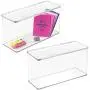 mDesign Long Plastic Holder Case Stackable Home, Office Supplies Storage Organizer Boxes with Attached Hinged Lid - Holder Bin for Note Pads, Gel Pens, Dry Erase Markers, Tape - 7" High, 2 Pack - Clear mDesign Long Plastic Holder Case Stackable Home, Office Supplies Storage Organizer Boxes with Attached Hinged Lid - Holder Bin for Note Pads, Gel Pens, Dry Erase Markers, Tape - 7" High, 2 Pack - Clear