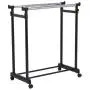 Portable Double Rail Adjustable Garment Rack Rolling Clothes Hanger Heavy Duty New #560