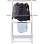 USA_Best_Seller White Folding Portable Adjustable Rolling Clothes Rack Hanger with 2 Shelves Foldable Coat Hat Suit Storage Organizer