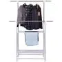 USA_Best_Seller White Folding Portable Adjustable Rolling Clothes Rack Hanger with 2 Shelves Foldable Coat Hat Suit Storage Organizer