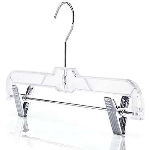 HANGERWORLD 20 Clear 14inch Plastic Coat Clothes Garment Pants Skirt Hangers Adjustable Metal Clips HANGERWORLD 20 Clear 14inch Plastic Coat Clothes Garment Pants Skirt Hangers Adjustable Metal Clips