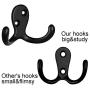 10 Pack Heavy Duty Double Prong Coat Hooks Wall Mounted with 20 Screws Retro Double Robe Hooks Utility Hooks for Coat, Scarf, Bag, Towel, Key, Cap, Cup, Hat (Black)