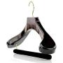 HANGERWORLD 5 Dark Wooden 17inch Heavy Duty Broad Suit Coat Clothes Hangers with Velvet Gilt Pants Bar