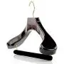 HANGERWORLD 5 Dark Wooden 17inch Heavy Duty Broad Suit Coat Clothes Hangers with Velvet Gilt Pants Bar