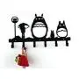 Animal Cat Girl Metal Wall Mounted Bag Hanger,6 Hooks Storage Rack Originality Clothing Hooks Sweet Black(Cute Totoro)