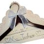 Personalized Bridal Wedding Dress Hanger With Date - Any Name Custom Made Silver Dark Wood Hanger with Notches in Hanger, Bride Gift - Choice of 9 Bow Colors. Wedding Shower Gift