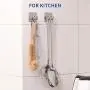 Robe Towel Hooks Coat Hooks, Double Prong Shower Holder for Razor Loofah Bathrobe [Self Adhesive - Heavy Duty Stainless Steel - Multi Purpose] Kitchen Hooks for Utensils, Bathroom Hanger Organizer