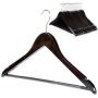 Clutter Mate - Set of 20 - Premium Finished Dark Walnut Wood Hangers with Notches, Non-Slip Pants Bar, Swivel Hook, Wood-Grain Dress Wooden Clothes Hangers for Coats and Pant, Wood Coat Hanger Pack