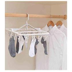 Laundry Hanger Clothes Drying Rack- BCDshop Roller Hangers with 24 Clips for Drying Socks,Towels, Diapers, Bras, Baby Clothes, Gloves,Underwear (White)