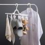 Rosegift Foldable Laundry Drying Rack, Clip and Drip Hanger Socks Hanging Drying Rack Windproof Hook Hanger with 16 Clothespins for Underwear Towels, Bras Baby Clothes Gloves Plastic White