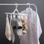 Rosegift Foldable Laundry Drying Rack, Clip and Drip Hanger Socks Hanging Drying Rack Windproof Hook Hanger with 16 Clothespins for Underwear Towels, Bras Baby Clothes Gloves Plastic White
