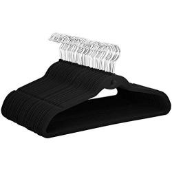 Topeakmart Premium Cascading Velvet Hangers 100 Pack - Non Slip Hangers with Cascading 360 Swivel Hooks Black-Space Saving Clothes Hangers