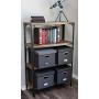 Internets Best Collapsible File Storage Organizer - Decorative Linen Filing & Storage Office Boxes - Letter/Legal - Charcoal - 4 Pack