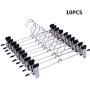 OUYAWEI Home New 10PCS Stainless Steel Trousers Rack Clip Anti-Slip Clothespin Pants Clamp Clothes Hanger Blue