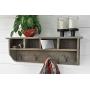 Rustic Barnwood Entryway Coat Hook Hanger with Shelf and Storage Cubbies