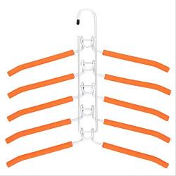 KIPB Storage Racks Wardrobe Organizer Space Saving Trouser Fishbone Type Towel Clothes Hangers Hook Multi Layers Hangers for Clothes Orange