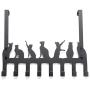 Sumnacon Decorative Over The Door Hooks, Removable Coat Rack Utility Hook with 8 Hooks for Hanging Towel Hat Bag Clothes Fit Up to 1.77" Thickness Door (Cat, Black)