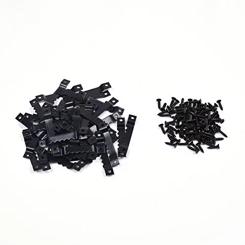 BCP 50pcs Black Picture Photo Frame Saw Tooth Hooks with Screws BCP 50pcs Black Picture Photo Frame Saw Tooth Hooks with Screws