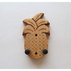 Ukulele Wall Mount Hanger, Hand Carved Pineapple, Unique Luau Party Decor, Beach House Decor