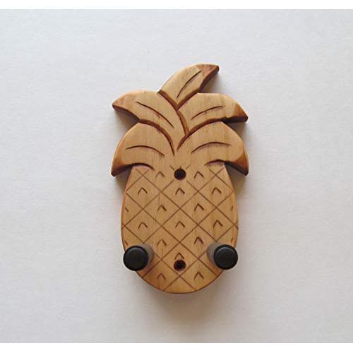 Ukulele Wall Mount Hanger, Hand Carved Pineapple, Unique Luau Party Decor, Beach House Decor