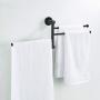 Towel Rack Bathroom Swivel Towel Bar 3 Multi Fold-able Arms Rotation Organizer Swing Towel Shelf Space Saving Hanger Kitchen Hand Towel Holder Wall Mount Stainless Rubber Matte Black MARMOLUX