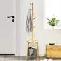 COAT RACK Solid Wood Tree Hook with Stool and Storage Boxes Clothes Hanger COAT RACK Solid Wood Tree Hook with Stool and Storage Boxes Clothes Hanger