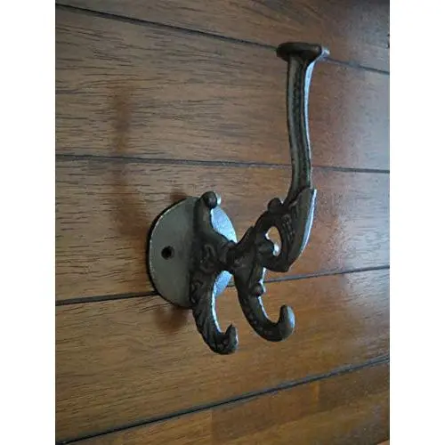 Decorative Handpainted Coat Hook, Oil Rubbed Bronze or Pick Color, Cast Iron Wall Hanger