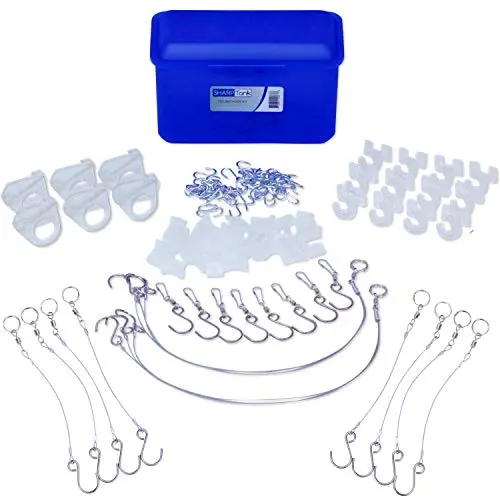 Sharp Tank Ceiling Hook Kit - 110 Piece Assortment Includes Ceiling Hooks and Hangers with Clips Designed for Suspended Ceilings and Drop Ceilings