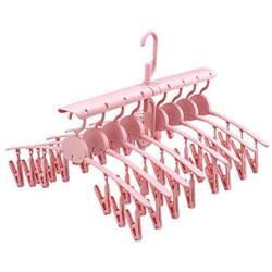 EvaroFly Multipurpose Magic Stretch Folding Hanger, Save Space Storage Clothes Hanger, Household Travel Camping -Pink 52x25cm