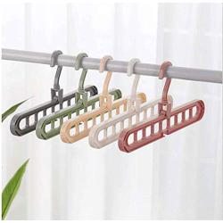 10pcs Random Color Clothes Hanger Nine-Hole Multi-Function Magic Hanger Multi-Port Support Home Bedroom Storage Holder Plastic Clothes Hangers