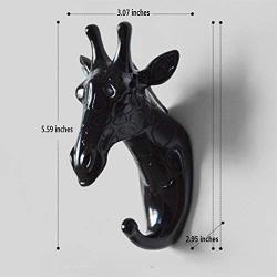 Creative Wall Decorations Animal Head Shaped Single Wall Hook / Hanger Resin Material for Hanging Clothes Coat Hats Keys Bags Purse Towels (Black Giraffe)