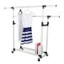 EBTOOLS Clothes Rack Adjustable Collapsible Rolling Double Rails Garment Holder Clothes Coat Wardrobe Rack Dryer Hanger with Storage Net or Home Kitchen Living Room