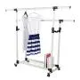 EBTOOLS Clothes Rack Adjustable Collapsible Rolling Double Rails Garment Holder Clothes Coat Wardrobe Rack Dryer Hanger with Storage Net or Home Kitchen Living Room
