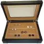 TIMELYBUYS Black Leatherette Cufflink Case & Ring Storage Organizer with Deluxe Luxury Gift Boxes and Card Mens Jewelry Boxes for Cufflinks