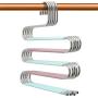 DOIOWN S-Type Stainless Steel Clothes Pants Hangers Closet Storage Organizer for Pants Jeans Scarf Hanging (14.17 x 14.96ins, Set of 3) (5-Pieces-Teal&Pink(Upgrade Style))