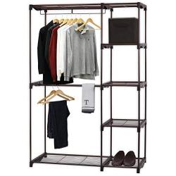 Simple Houseware Freestanding Clothes Garment Organizer Closet, Bronze (Renewed)