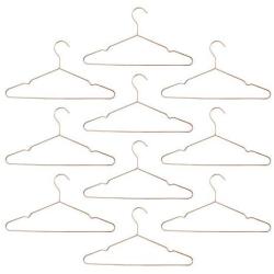 Harbour Housewares Metal Wire Coat/Clothes Hangers - Trouser Bar - Rose Gold - Pack of 10
