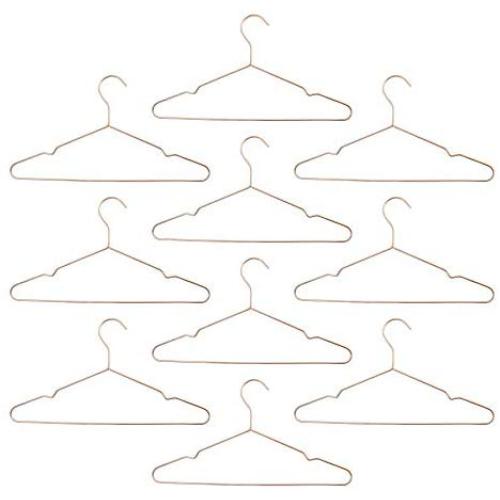 Harbour Housewares Metal Wire Coat/Clothes Hangers - Trouser Bar - Rose Gold - Pack of 10