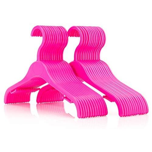HANGERWORLD 25 Pink 11.8inch Plastic Kids Coat Clothes Garment Baby Toddler Top Hangers