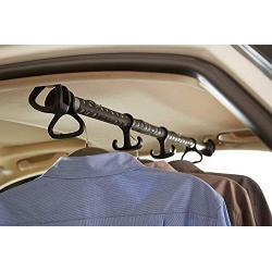 Rubbermaid 3346-20 Automotive Expandable Hanging Clothes Bar: Non-Slip Rubber Coated Car Rod with Accessory Hooks