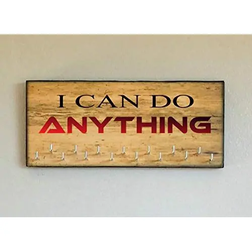 Race Medal Holder/Running Medal Hanger - I CAN DO ANYTHING. Wood Wall Mounted Medal Organizer. CUSTOMIZATION Available Race Medal Holder/Running Medal Hanger - I CAN DO ANYTHING. Wood Wall Mounted Medal Organizer. CUSTOMIZATION Available