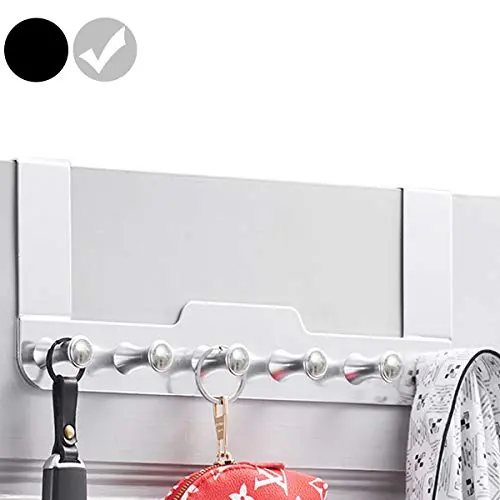 Over The Door Hook, Aluminum Over The Door Hanger Rack with 6-Hooks, 2 Inches Wide Bathroom Over Door Storage Rack for Clothes, Coat, Towels, Bag, Robe, Shoe Organizer-Silver Over The Door Hook, Aluminum Over The Door Hanger Rack with 6-Hooks, 2 Inches Wide Bathroom Over Door Storage Rack for Clothes, Coat, Towels, Bag, Robe, Shoe Organizer-Silver