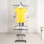 Homgrace 3-Tier Foldable Rolling Clothes Drying Rack with Commercial Grade Wheels Stainless Steel Dryer Garment Hanger Stand Indoor Outdoor (Grey)