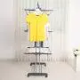 Homgrace 3-Tier Foldable Rolling Clothes Drying Rack with Commercial Grade Wheels Stainless Steel Dryer Garment Hanger Stand Indoor Outdoor (Grey)