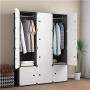 KOUSI Portable Wardrobe Closets 14&quotx18" Depth Cube Storage, Bedroom Armoire, Storage Organizer with Doors, 6 Cubes + 2 Hangers