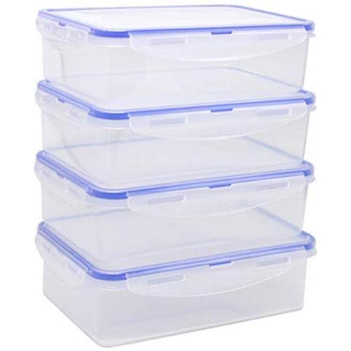 Kitchen Hardware Collection [4 Pack] Plastic Food Storage Containers with Lids Airtight Leak Proof Meal Prep Boxs Freezer Microwave Dishwasher Safe Large Food Containers 184 fl.oz Total