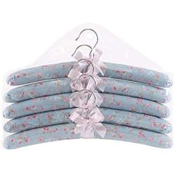 Owl Decoration Wood Hangers - Neoviva Classice Coat Hanger for Women Dress with Sponge Stuffed, Pack of 5, Floral Blue Ocean Padded Wood Clothes Hangers Home