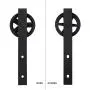 ZEKOO Rustic 11 FT Erfect by Pass Door Hardware Sliding Black Steel Big Wheel Roller Hanger Track for Double Wooden Doors ZEKOO Rustic 11 FT Erfect by Pass Door Hardware Sliding Black Steel Big Wheel Roller Hanger Track for Double Wooden Doors