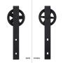 ZEKOO Antique Rustic Style Sliding Aluminum Barn Door Hardware Black Steel Rollers Hanger (Big Wheel-Style)